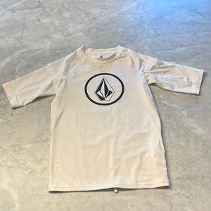 Volcom rashguard. Boys Large (12 years old). White. Short sleeve. EUC